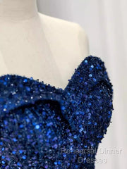 Elegant A Line Off The Shoulder Royal Blue Semi Formal Prom Dresses Formal Evening Dress