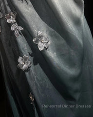 Elegant Chiffon Mermaid Gown For Semi Formal Prom&Party Spaghetti Strap Sequined Applique Evening Gown