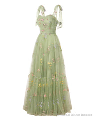 Elegant Embroidery Pink Prom Dresses Sweetheart Spaghetti Straps A Line Party Dress Long Simple Formal Dress
