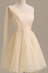 Elegant Short Tulle A-Line Dress,One Shoulder Homecoming Dress