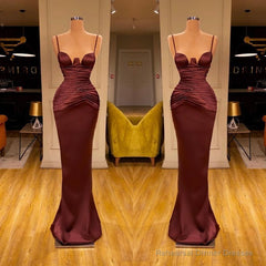 Elegant Spaghetti-Straps Mermaid Evening Party Gowns Long Prom Dresses