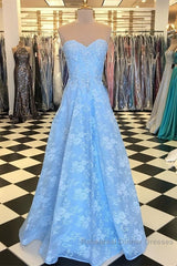 Elegant Sweetheart Long Lace Semi Formal Prom Dresses