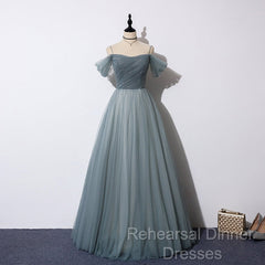 Elegant Tulle Long A Line Semi Formal Prom Dress, Evening Dress