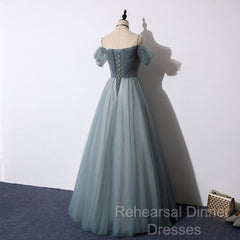 Elegant Tulle Long A Line Semi Formal Prom Dress, Evening Dress