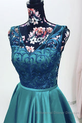 Elegant V Neck Green Lace Long Semi Formal Prom Dresses, Green Lace Formal Graduation Evening Dresses