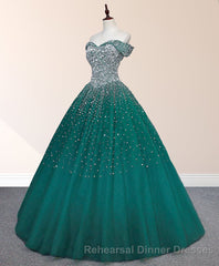 Emerald Green Sequin Semi Formal Prom Dresses Beaded Quinceanera Dresses