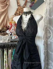 Enchanted Black A-Line Ball Gown Chiffon&Tulle Princess Halter Open Back Design For Galas & Formal Events
