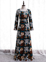 Fabulous Black Embroidery Long Sleeve Prom Dress