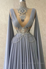 Fabulous High Neck Sleeveless Long 100D-chiffen Semi Formal Prom Dresses With beads