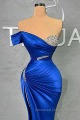 Fabulous Long Sweetheart Split Mermaid Evening Semi Formal Prom Dresses With Beading