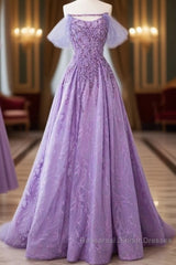 Fairy A Line Strapless Lilac Semi Formal Prom Dresses Evening Dress