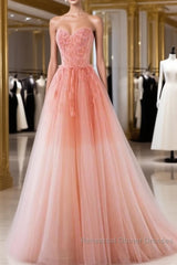 Fairy A Line Strapless Ombre Pink Tulle Semi Formal Prom Dresses For Teens