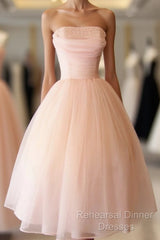 Fairy Ball Gown Pink Knee Length Semi Formal Prom Dresses Evening Dress