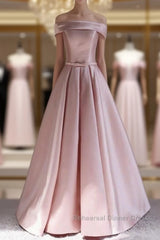 Off Shoulder Satin Elegant Long Semi Formal Prom Dress,Simple New Style Formal Gown