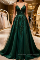 Green Mother of Bride/ Groom Dress Simple Lace Appliques Evening Formal Gowns Semi Formal Prom Dress