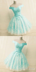 Green Off The Shoulder Appliques Short Homecoming Dress