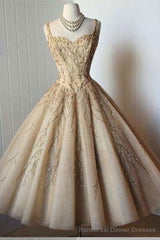 Cute Straps Tea-Length Homecoming Dress