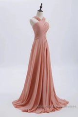 Glam Blush Pink Semi Formal Prom & Wedding Dress-Sweet 16 Chiffon Evening Gown For Graduation & Quinceanera
