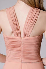 Glam Blush Pink Semi Formal Prom & Wedding Dress-Sweet 16 Chiffon Evening Gown For Graduation & Quinceanera