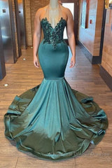 Glamorou V-Neck Sleeveless Halter Mermaid Semi Formal Prom Dresses With Beading