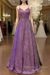 Glitter Ball Gown Semi Formal Prom Dresses Cross Back