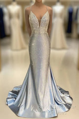 Glitter Halter Beaded Mermaid Semi Formal Prom Dress