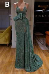 Glitter Off-the-Shoulder Slim Mermaid Semi Formal Prom Party GownsSleeveless Mermaid Evening Gowns