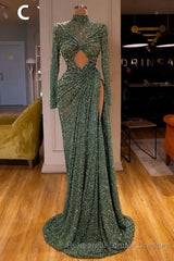 Glitter Off-the-Shoulder Slim Mermaid Semi Formal Prom Party GownsSleeveless Mermaid Evening Gowns