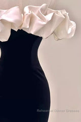 Gorgeous Mermaid Off The Shoulder Black Semi Formal Prom Dress