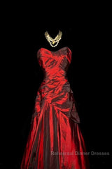 Gorgeous Mermaid Sweetheart Red Taffeta Long Evening Dress Semi Formal Prom Dresses