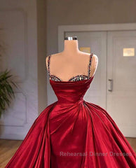Gorgeous Spaghetti Strap Sleeveless Semi Formal Prom Dresses With Train