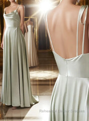 Gray green long Semi Formal Prom Dresses, Gray green bridesmaid Dresses