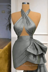 Gray Robe De Soiree Sheath Sheath Halter Detachable Sexy Long Semi Formal Prom Dresses Semi Formal Prom Gown Evening Dresses