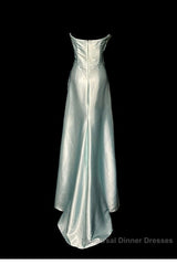 Green Bodycon Dress Strapless Satin Long Semi Formal Prom Dress Simple Evening Dress