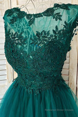 Green Lace Tulle Short Prom Homecoming Dresses, Green Lace Formal Graduation Evening Dresses