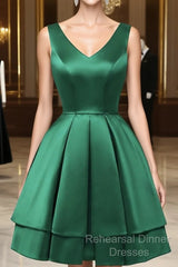 Green Satin Short Homecoming Dress