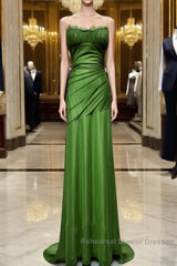 Green Straps Lace-Up Formal Dress Evening Dress, Green Spandex Semi Formal Prom Dress