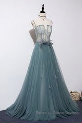 Green sweetheart tulle lace long Semi Formal Prom Dresses green formal Dresses
