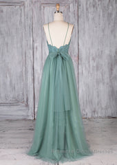 Green tulle lace long Semi Formal Prom Dresses green lace evening Dresses