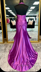 Halter Mermaid Long Semi Formal Prom Dress With Open Back