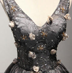 V Neck Short Black Lace Homecoming Prom Dresses, Short Party Prom Dresses