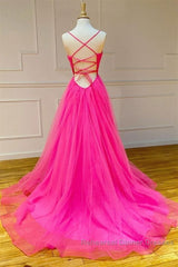 Hot Pink Semi Formal Prom Dresses Long Formal Dress, Evening Dress, Dance Dresses