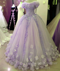 Lace Appliques Ball Gown Quinceanera Dresses Tulle Flowers