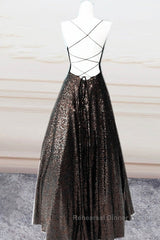 Lace Up Back Semi Formal Prom Dresses Sequins Ball Gown