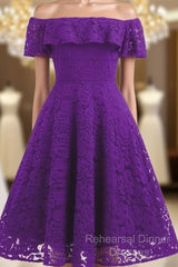 Lace WomenS Off-The-Shoulder Sleeveless Lace Homecoming Dress