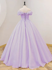 Lavender A-Line Off Shoulder Long Prom Dresses Purple Dress