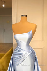 Light Blue A-line Sleeveless Graduation Dresses Long Fabulous Semi Formal Prom Dresses