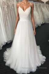 Light champagne tulle long Semi Formal Prom Dresses, champagne tulle evening Dresses