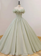 Light Green Ball Gown Beaded Sweet 16 Dress Green Prom Dress Formal Dress prom dresses shops