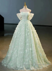 Light Green Lace Sweetheart Long Formal Dress Semi Formal Prom Dress Off Shoulder A Line Floor Length Beautiful